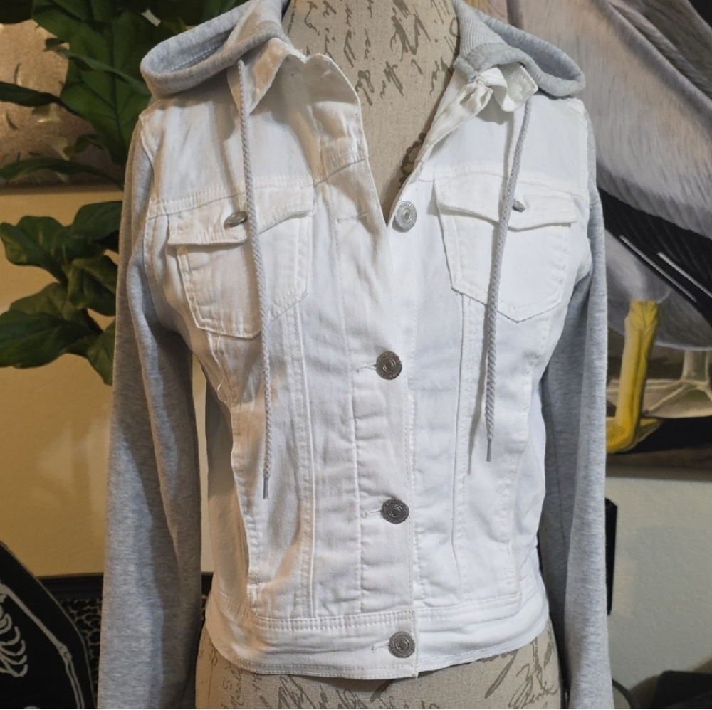 Wallflower White and Gray Jean Jacket With Hood